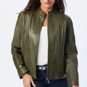Classiques Entier Olive Green Leather Jacket Size Small
